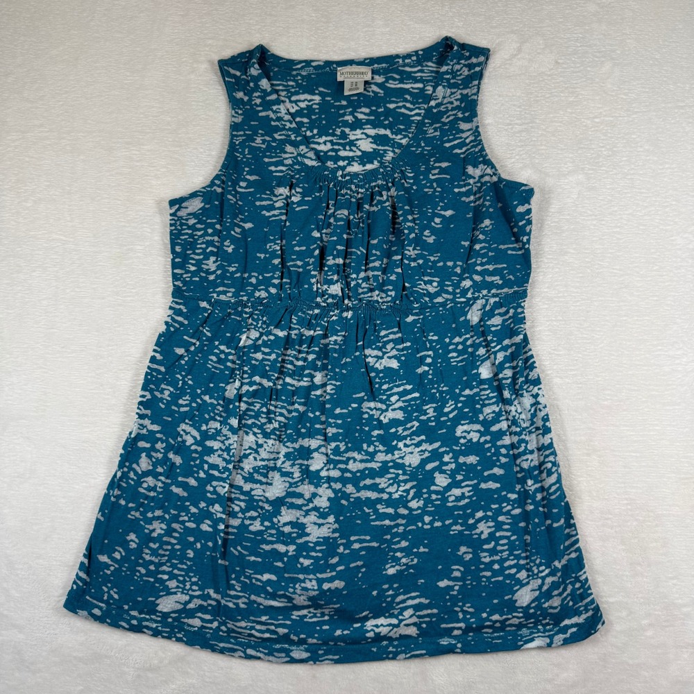 Motherhood Maternity Blue Abstract Print Empire Waist Tank Top Sleeveless Mens M